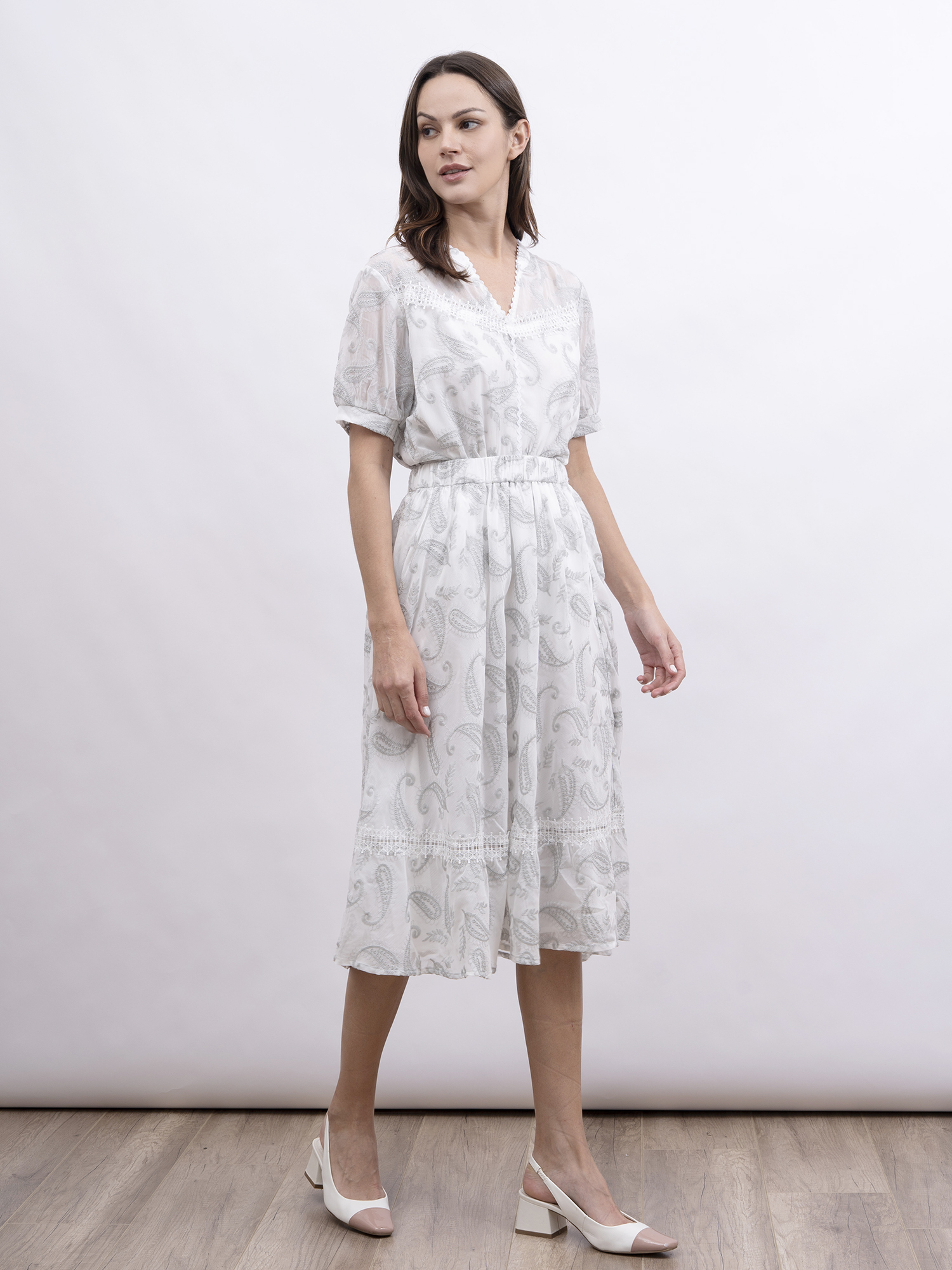 mi-tu 腰果印花半身裙