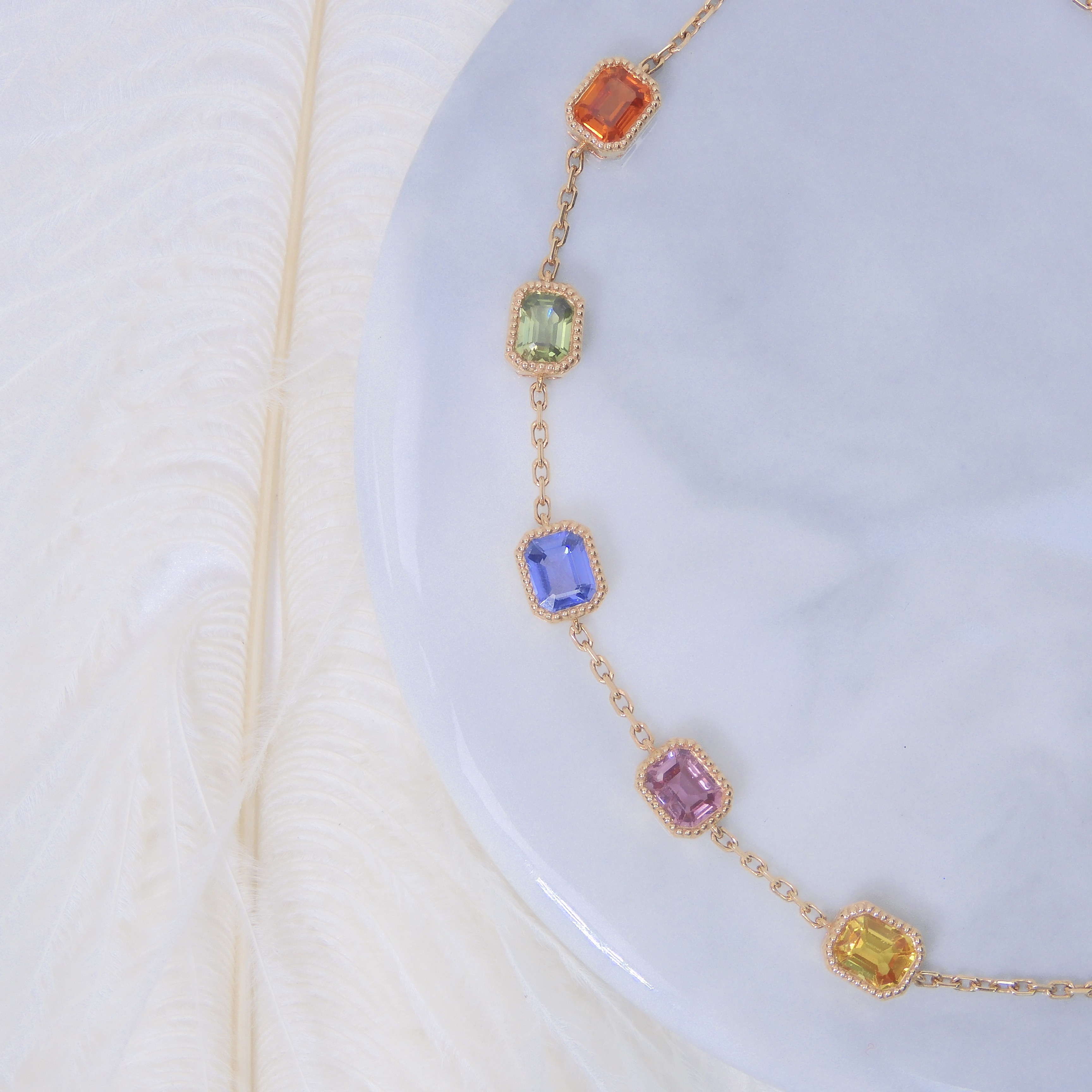 18K金 2.68ct 彩色藍寶石手鏈