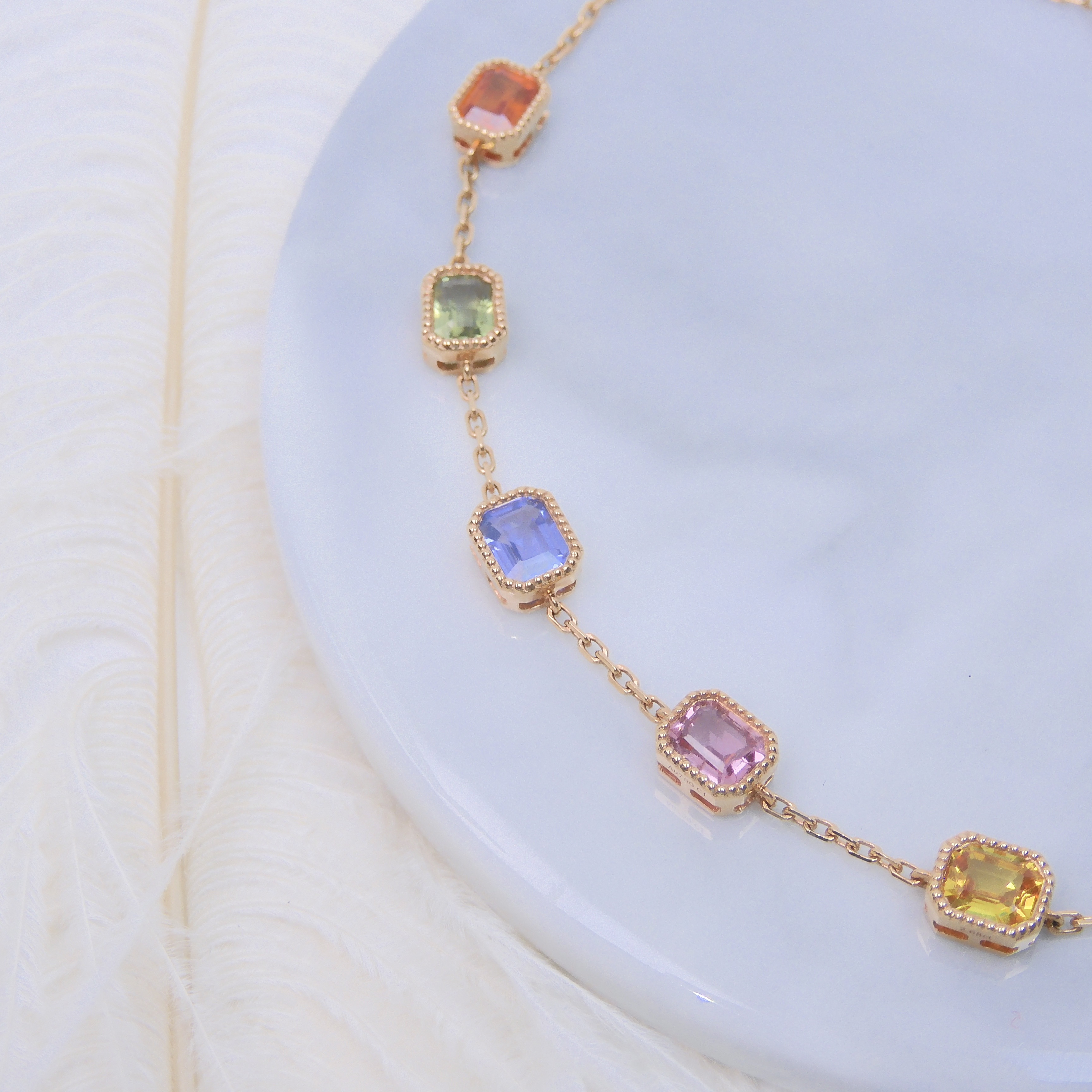 18K Gold 2.68ct Fancy Sapphire Bracelet