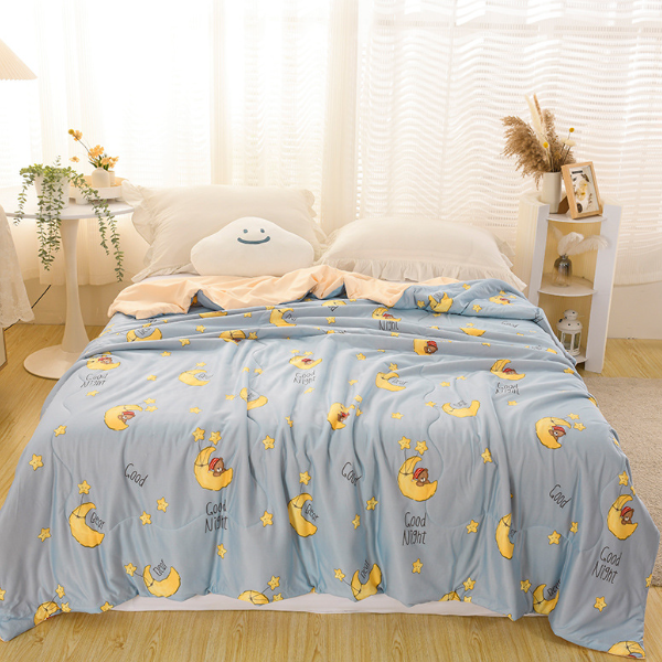 Hotly recommended knitted cotton cartoon summer quilt (Moon and Stars [baby and pregnancy quality, first choice for sleeping naked]) (size 120*150cm [antibacterial-anti-mite])