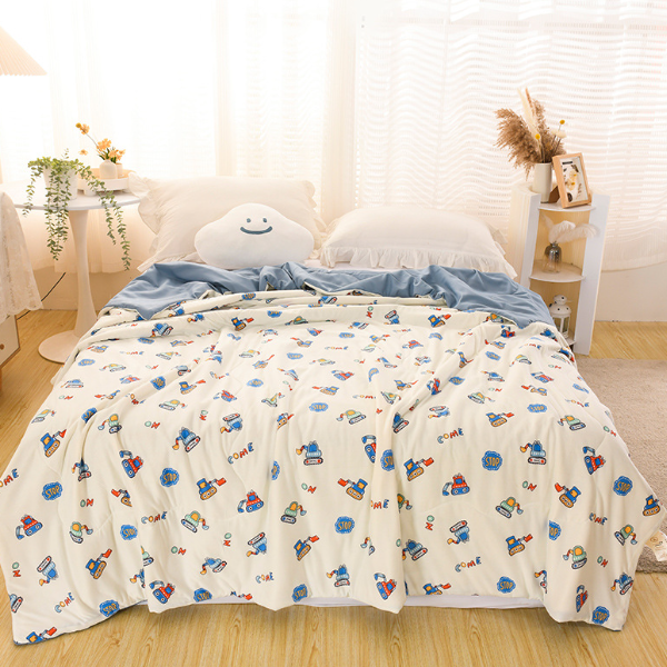 Hot recommended knitted cotton cartoon summer quilt (small digger [baby and pregnancy quality, first choice for sleeping naked]) (size 120*150cm [antibacterial-anti-mite])