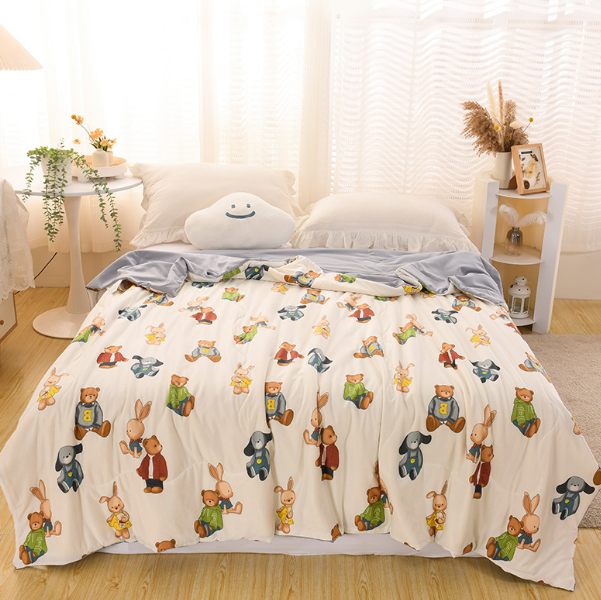 Hot Recommended Knitted Cotton Cartoon Summer Quilt (Little Bear [Baby and Pregnancy Quality, First Choice for Naked Sleeping]) (Size 150*200cm [Antibacterial-Anti-Mite])