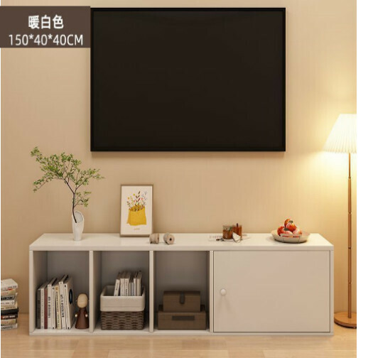 新款極簡電視機收納櫃（單門加寬暖白色-150*40*40）