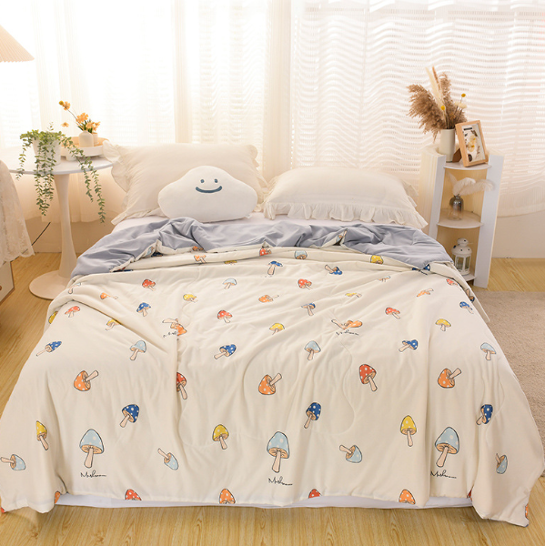 Hot recommended knitted cotton cartoon summer quilt (colorful mushroom [baby and pregnancy quality, first choice for sleeping naked]) (size 200*230cm [antibacterial-anti-mite])