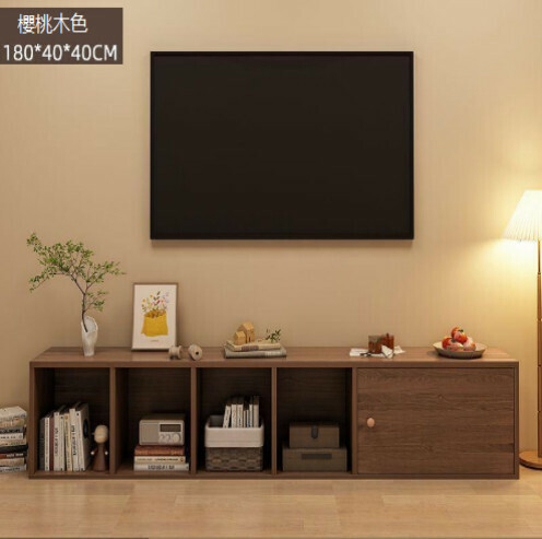 新款極簡電視機收納櫃（單門加寬櫻桃木色-180*40*40）