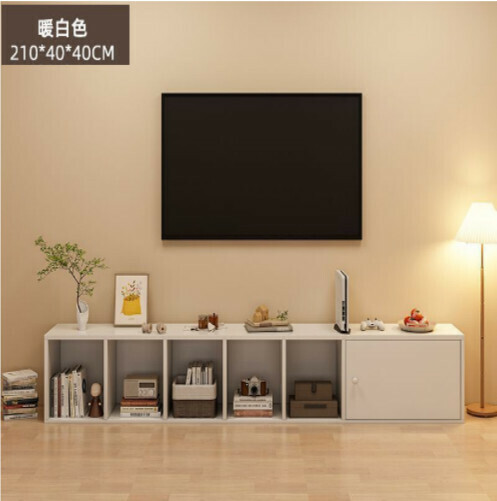 新款極簡電視機收納櫃（單門加寬暖白色-210*40*40）