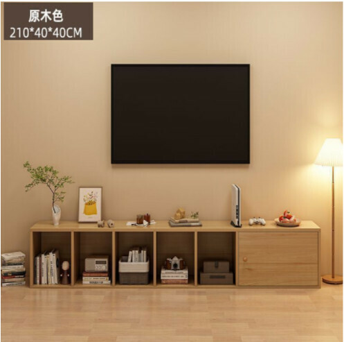 新款極簡電視機收納櫃（單門加寬原木色-210*40*40）
