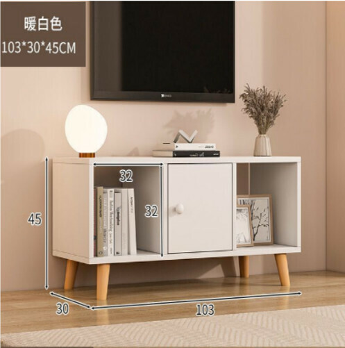 新款極簡電視機收納櫃（單門帶腿原木色-103*30*45）