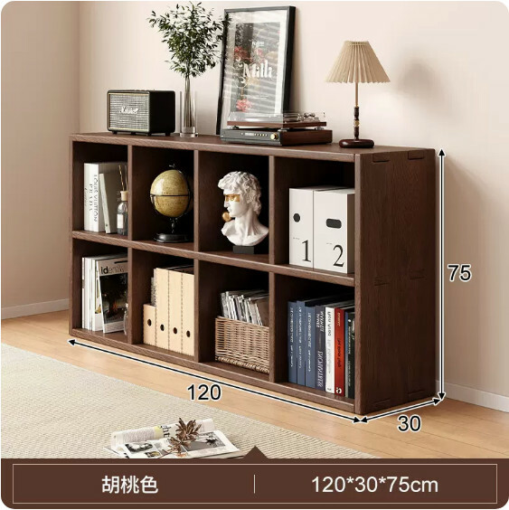 熱推日式實木家具 電視櫃 床頭櫃 書櫃 組合櫃【加高款120x30x75cm】8格胡桃色