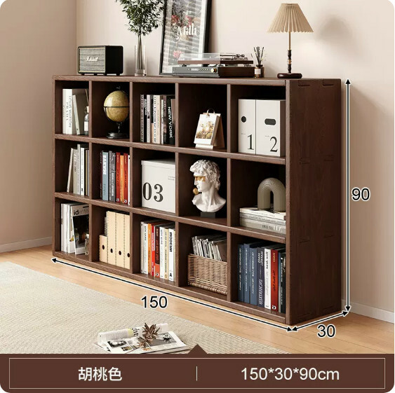 熱推日式實木家具 電視櫃 床頭櫃 書櫃 組合櫃【150x30x90cm】15格胡桃色