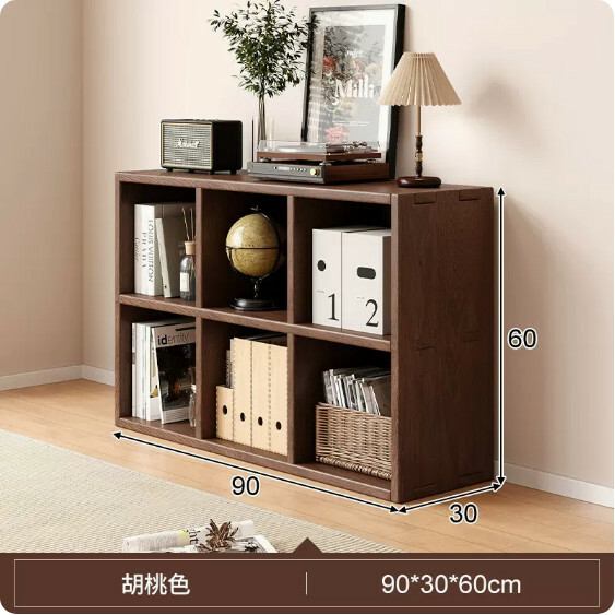 熱推日式實木家具 電視櫃 床頭櫃 書櫃 組合櫃【90x30x60cm】6格胡桃色