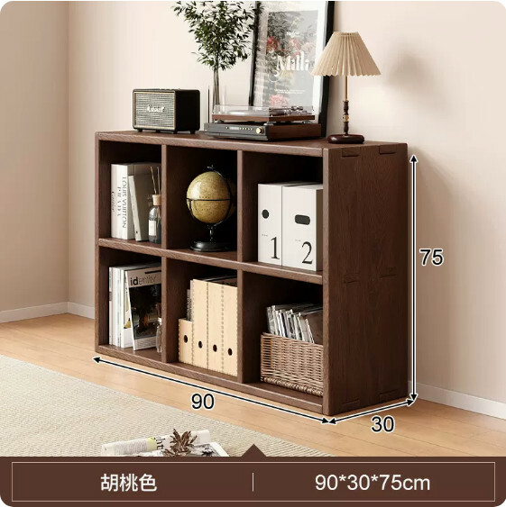 熱推日式實木家具 電視櫃 床頭櫃 書櫃 組合櫃【加高款90x30x75cm】6格胡桃色