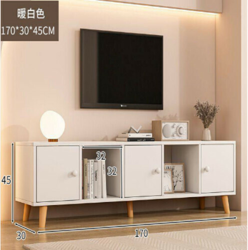 新款極簡電視機收納櫃（三門帶腿原木色-170*30*45）