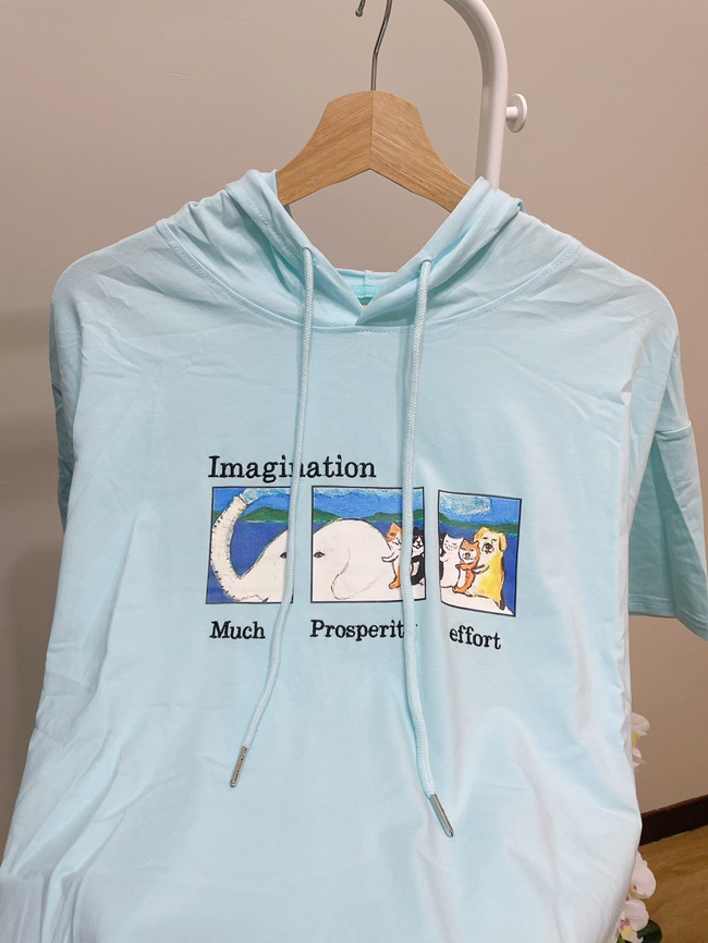 連帽動物圖案上衣-三色實拍