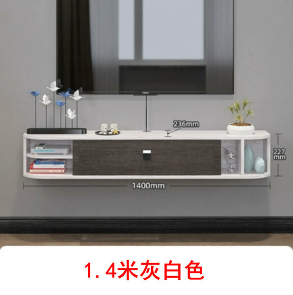熱推悬掛傢俬 電視櫃 地櫃 厨房吊櫃 浴室吊架 【1.4米灰白色】 