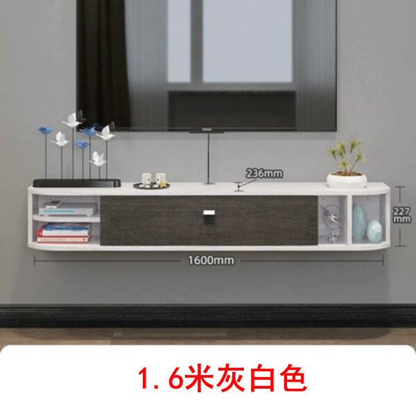 熱推悬掛傢俬 電視櫃 地櫃 厨房吊櫃 浴室吊架 【1.6米灰白色】 