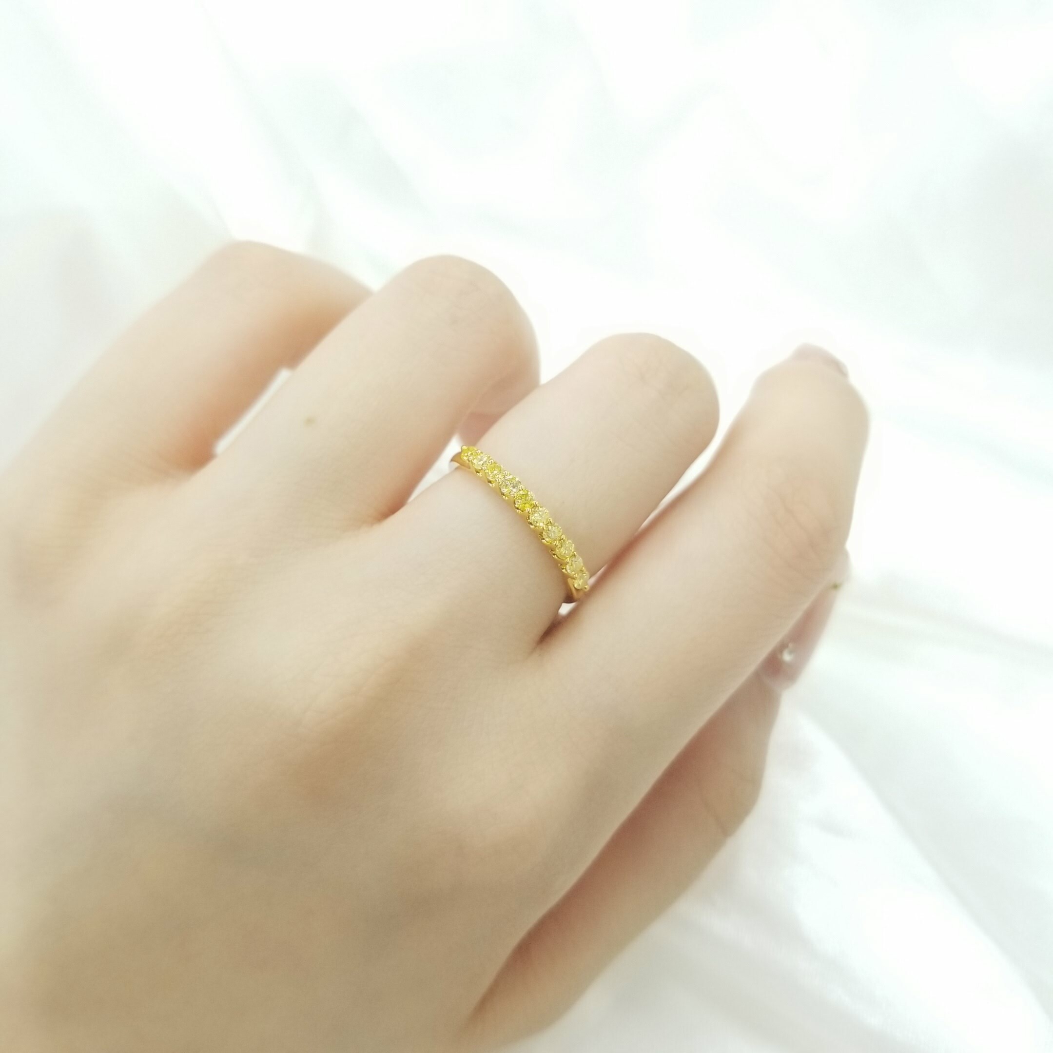 全新18K金27份彩黃鑽石戒指