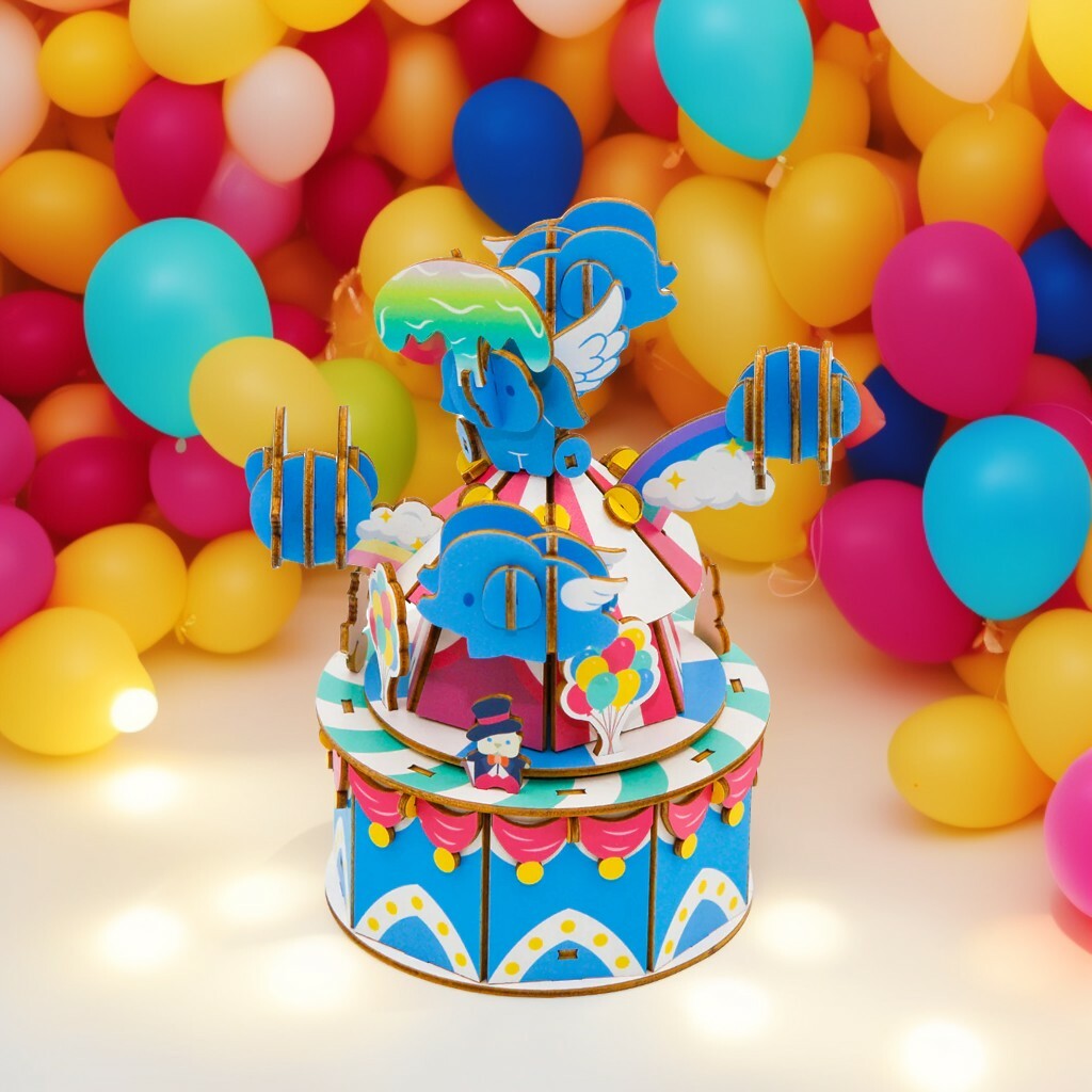 Jigzle 3D Plywood Puzzle Music Box - Flying Baby Elephant