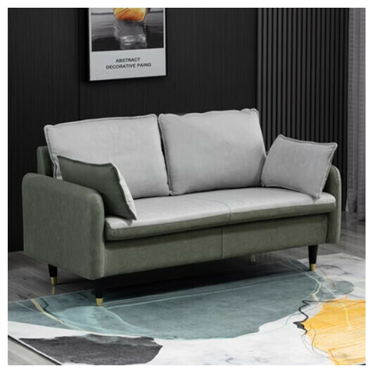 Popular fabric sofa [double seat 125cm (free two pillows)] (olive green + light gray "backrest heightening" no-wash technical cloth)