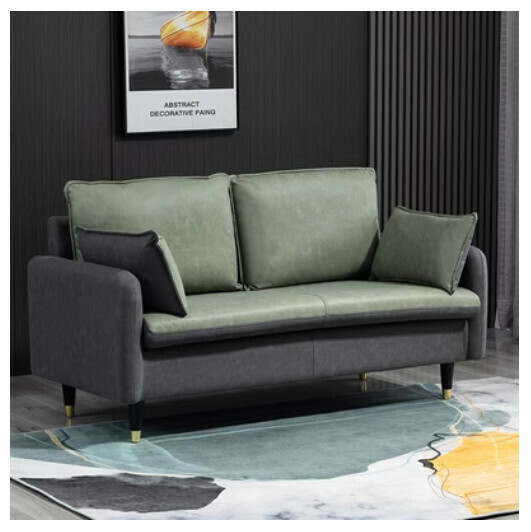 Popular fabric sofa [double seat 125cm (free two pillows)] (dark gray + olive green "backrest heightening" no-wash technical cloth)