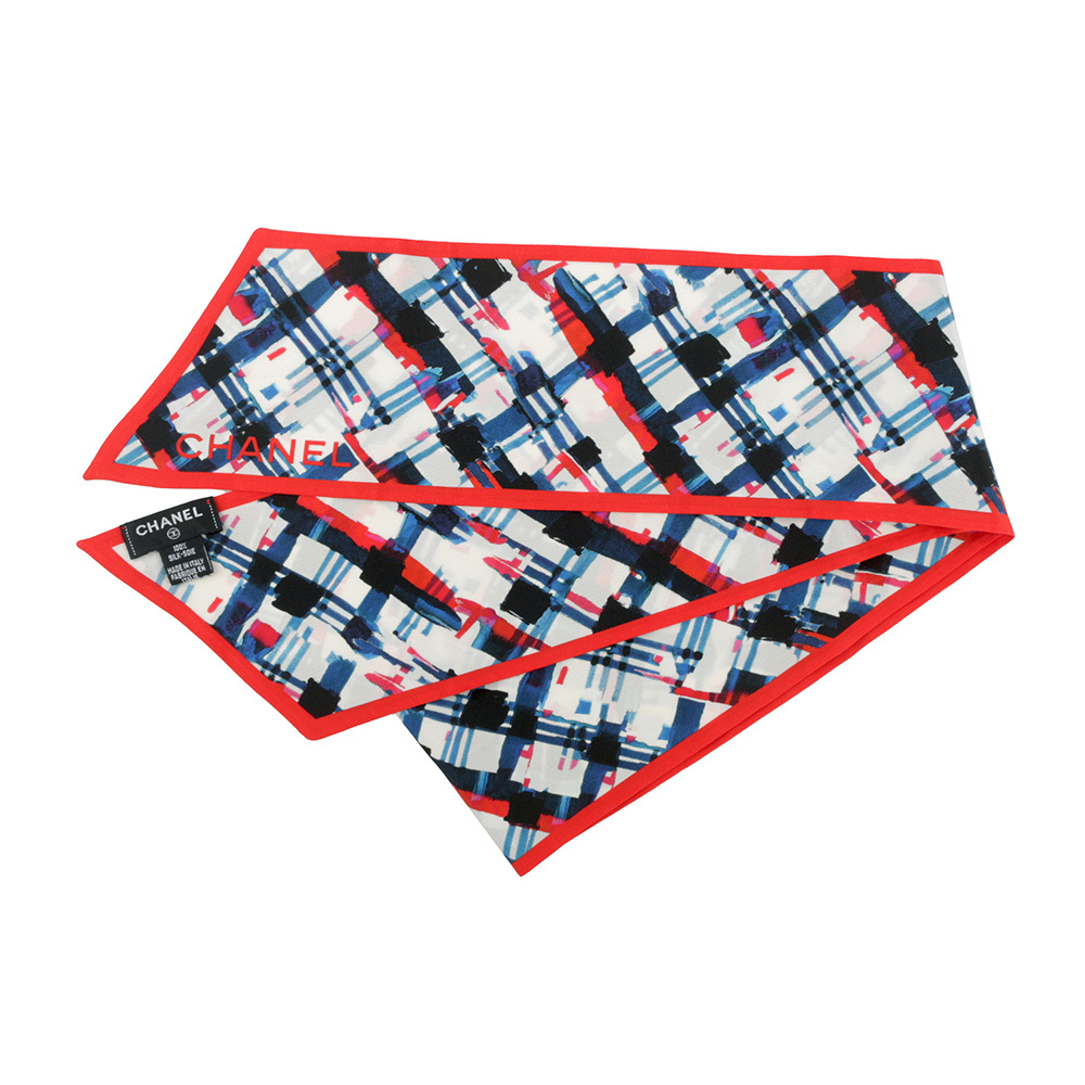【CHANEL】暈染格紋圖案絲巾