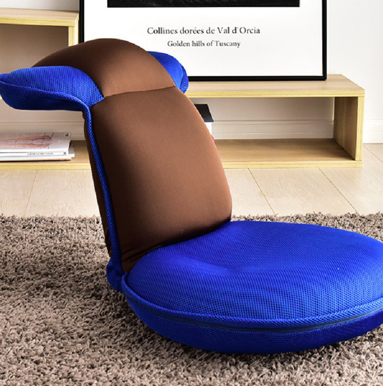 Hot push sofa folding tatami small sofa Japanese floor window lounge chair (blue)