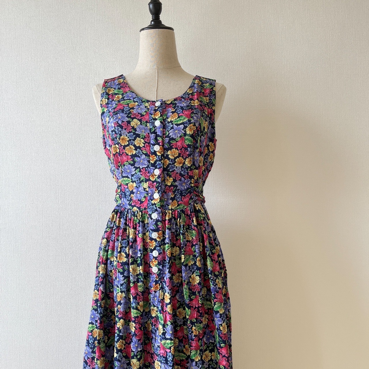 Erika美國古著背面交叉帶花花連身裙