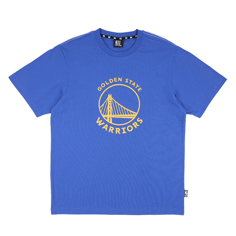 【NBA】勇士 基本印花短袖上衣-中藍