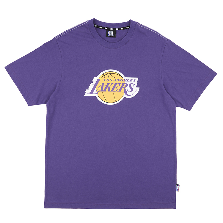 【NBA】湖人 基本印花短袖上衣-中紫
