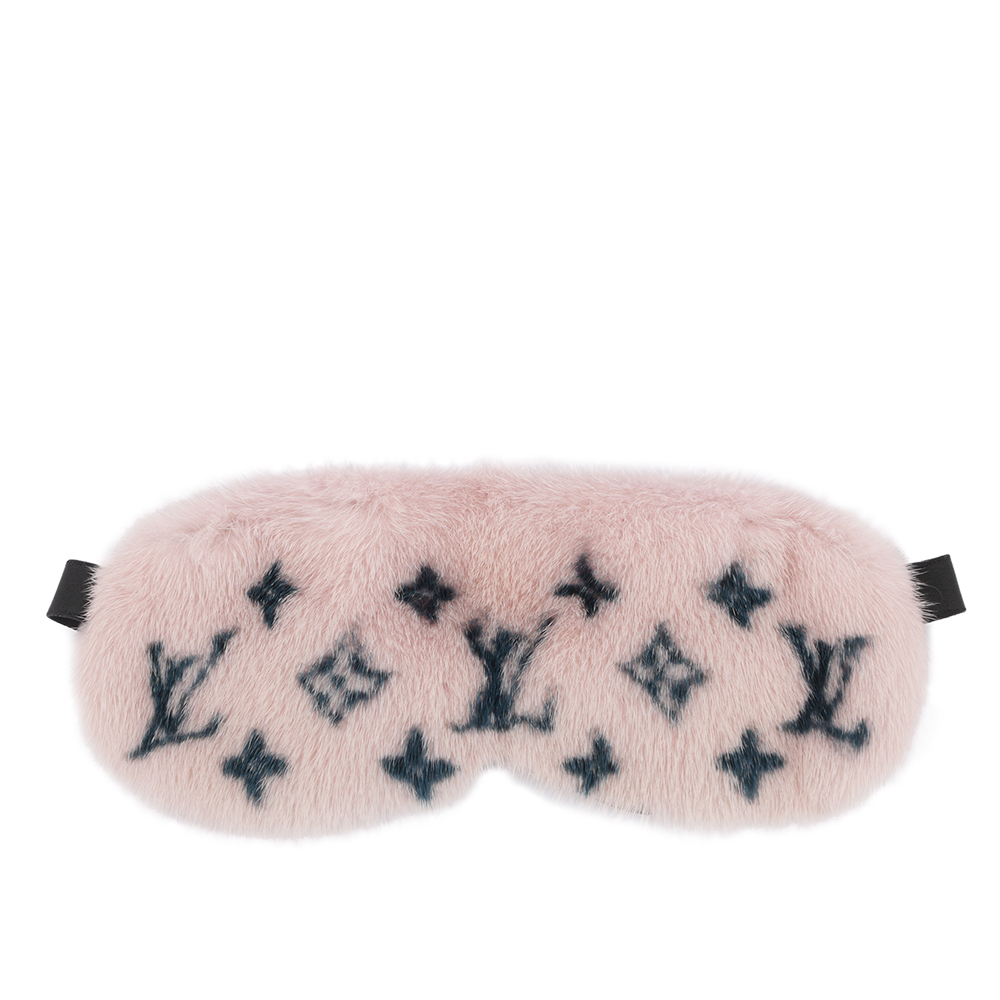 【Louis Vuitton / LV】Monogram 標誌水貂毛眼罩(粉色) R97454