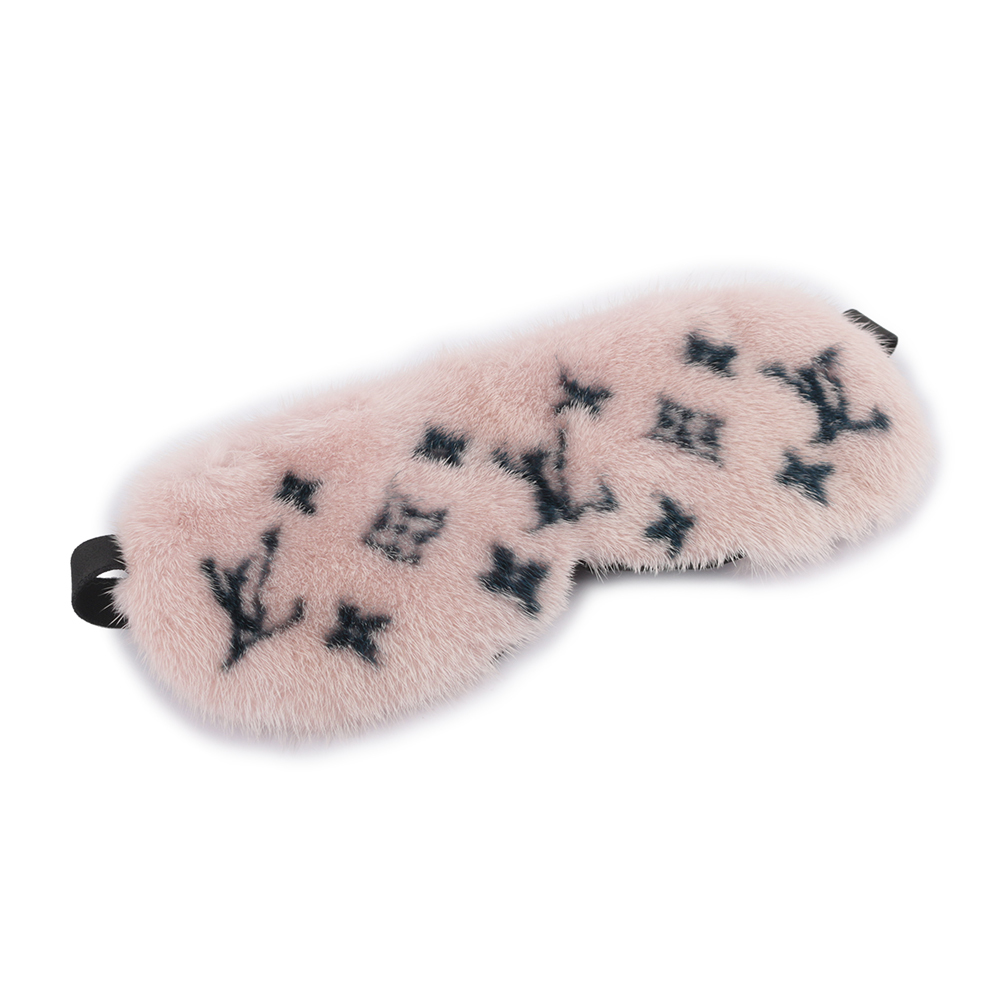 【Louis Vuitton / LV】Monogram 標誌水貂毛眼罩(粉色) R97454