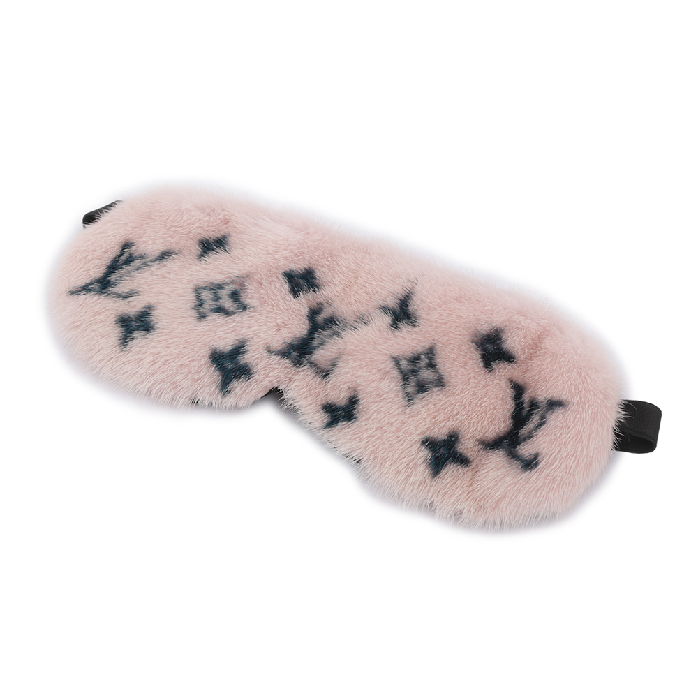 【Louis Vuitton / LV】Monogram 標誌水貂毛眼罩(粉色) R97454