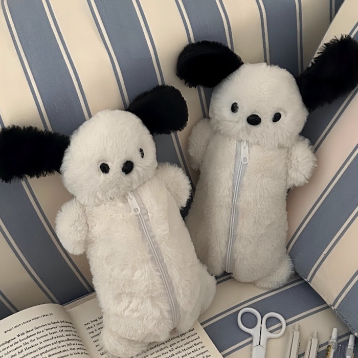 《52333》黑耳狗狗毛茸茸筆袋