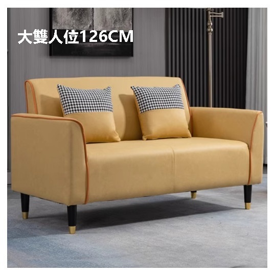 New fabric sofa [yellow orange] [technical cloth] (large double seat 126CM (free two pillows)