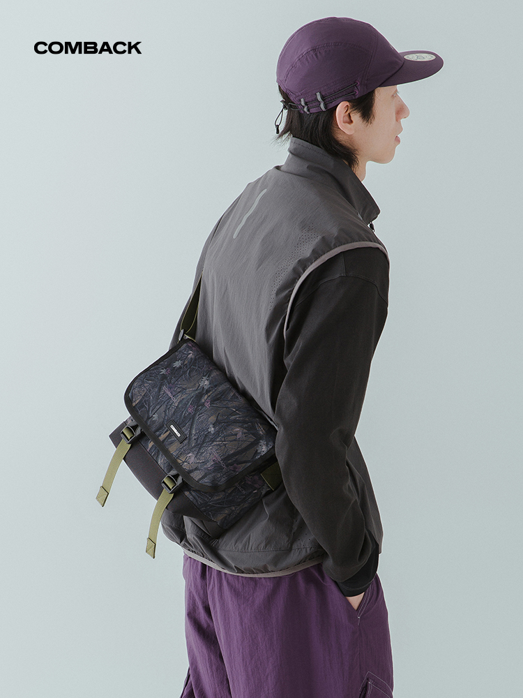COMBACK 新款木棉迷彩斜背包 c01140 【雙面換蓋】迷彩/黑