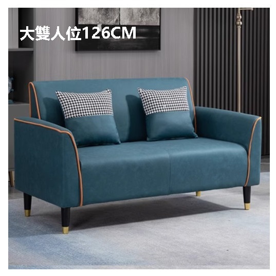 New fabric sofa [dark blue orange [technical cloth]] (large double 126CM (free two pillows)