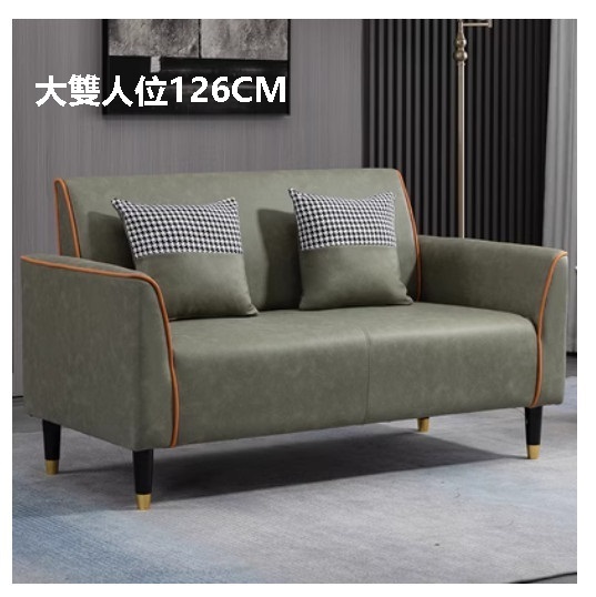 New fabric sofa [olive green orange] [technical cloth] (large double 126CM (comes with two pillows)