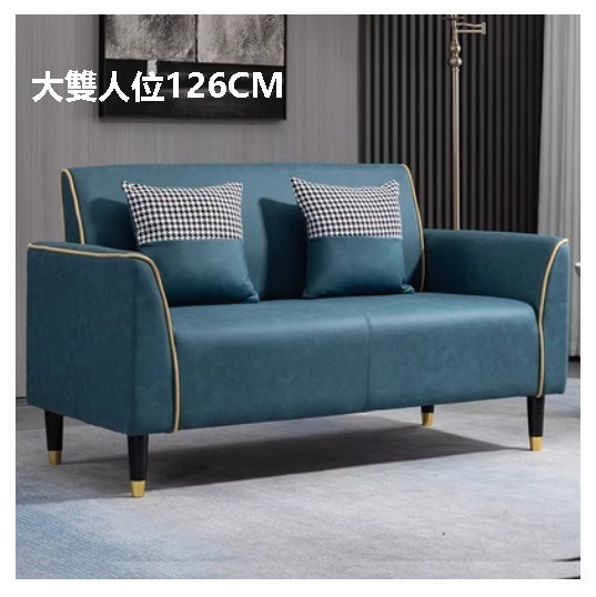 New fabric sofa [dark blue and yellow [technical fabric]] (large double seat 126CM (free two pillows)
