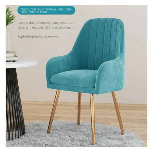Hotly recommended Nordic chair, office chair, dining chair, cafe chair [Special offer, small defects, last stock] **Mind the photo** (Pink blue + gold feet)