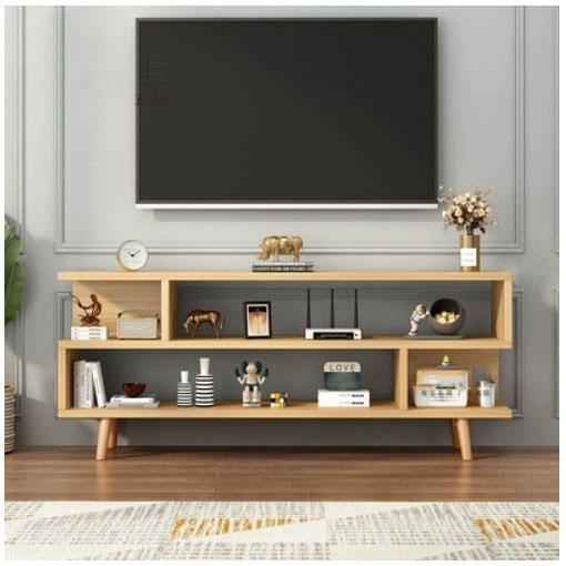 新款簡易迷你型電視櫃床頭櫃茶几餐櫃收納架(100x40x63.5cm)淺胡桃色 特價産品，完美者不要拍