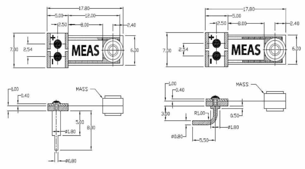 MiniSense 100 震動感測器,尺寸規格