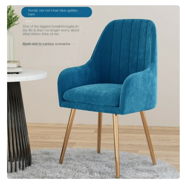Hotly recommended Nordic chair, office chair, dining chair, cafe chair [special offer, small flaws] **Mind the photo** (blue + gold feet)
