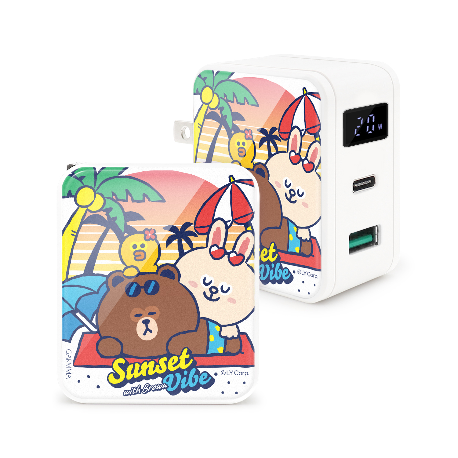 LINE FRIENDS Type-C & USB PD快充雙孔充電器 夏日系列