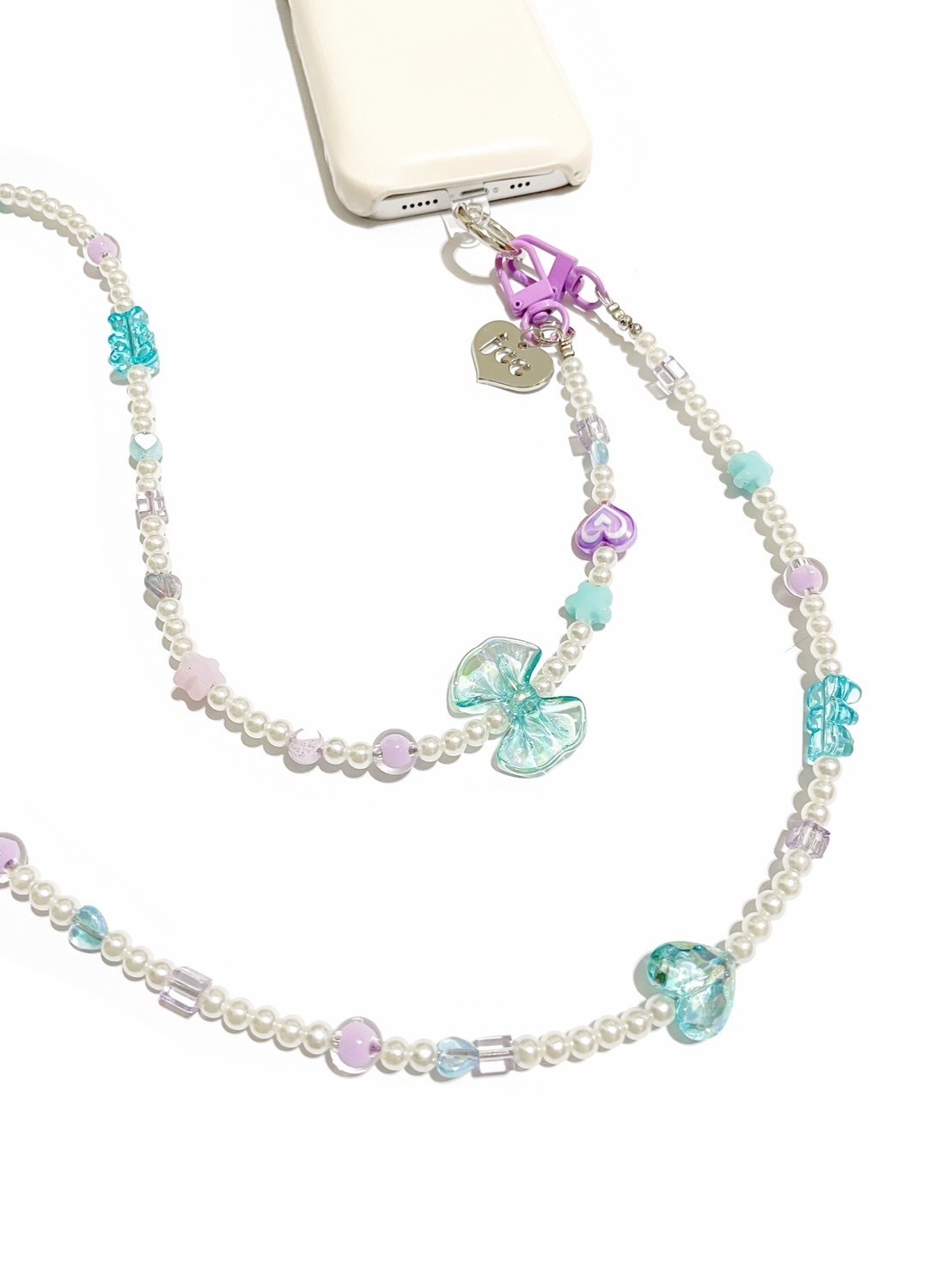 JCC 藍紫蝴蝶結珍珠背帶