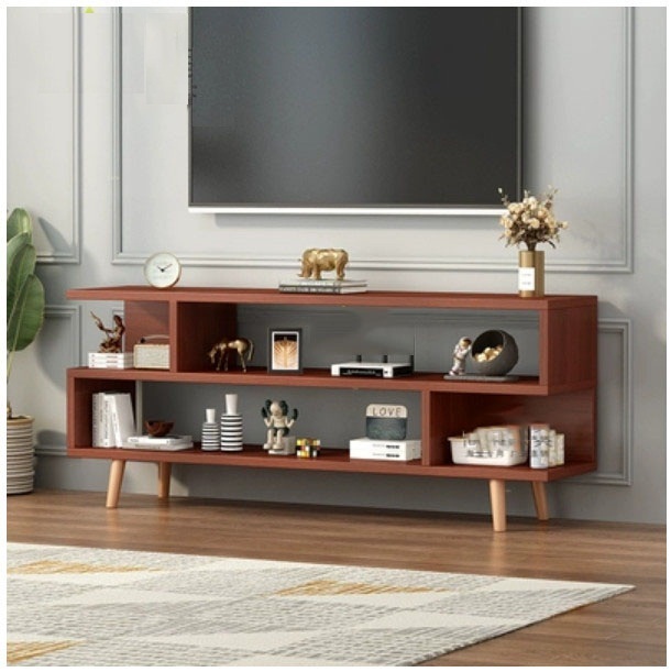 新款簡易迷你型電視櫃床頭櫃茶几餐櫃收納架(100x40x63.5cm)柚木色 特價産品，完美者不要拍