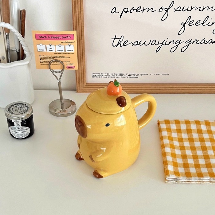 《52336》水豚君馬克杯杯(有蓋子喔)450ml