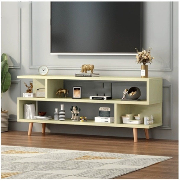 新款簡易迷你型電視櫃床頭櫃茶几餐櫃收納架(140x40x63.5cm)白楓色 特價産品，完美者不要拍