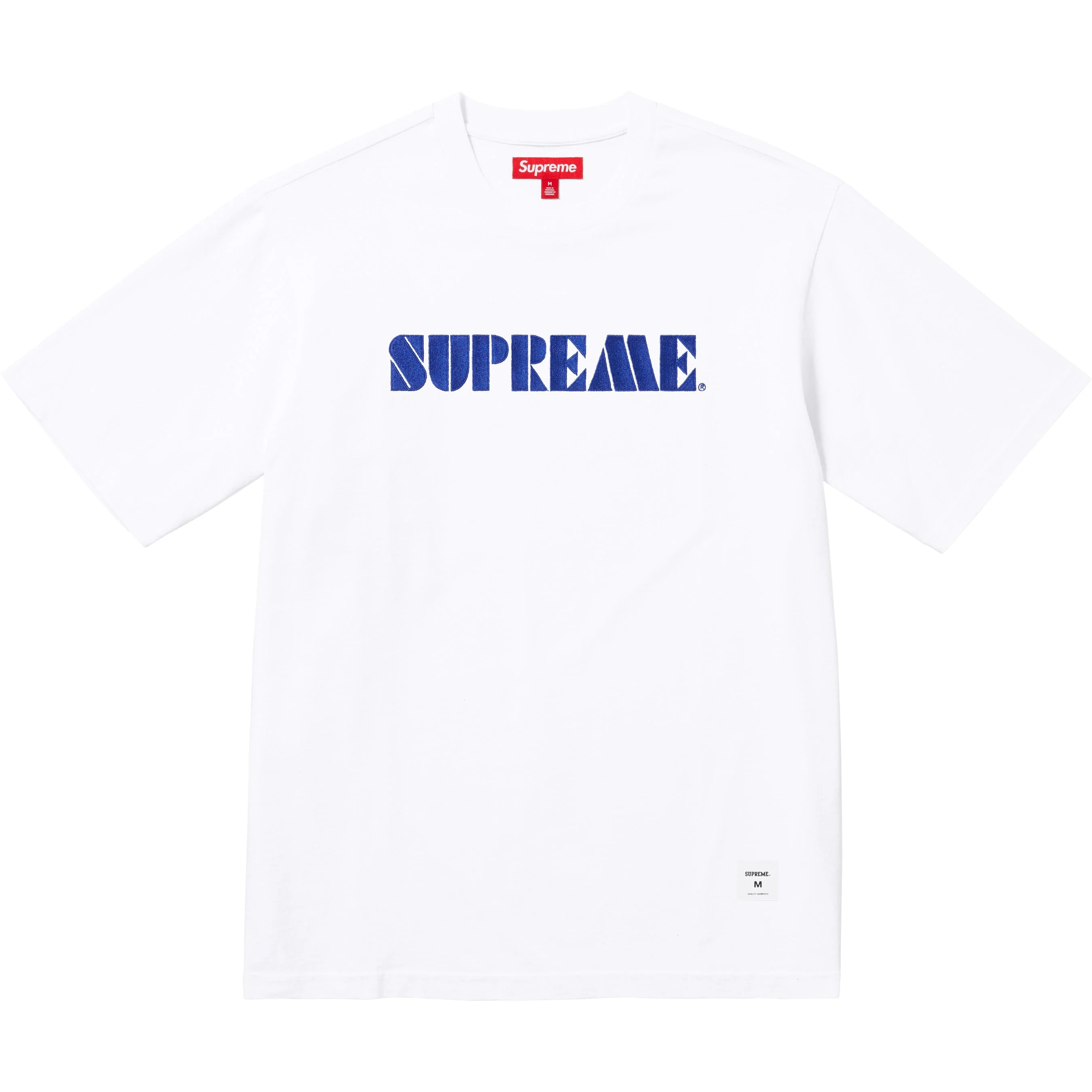 SUPREME STENCIL EMBROIDERED S/S TOP - WHITE