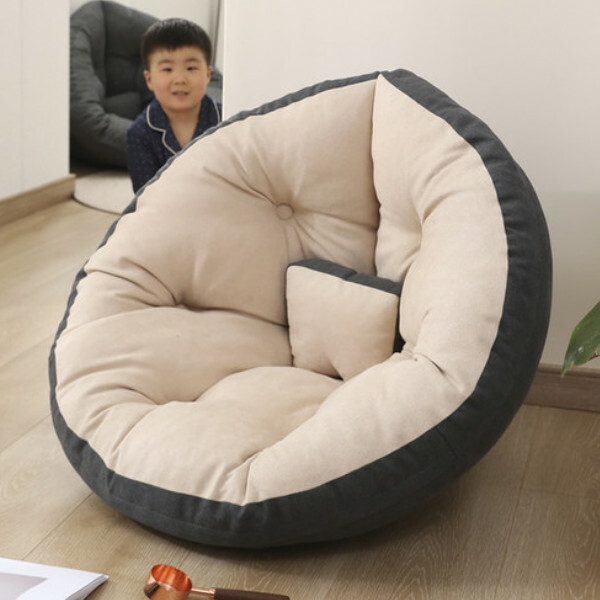 熱推多功能懶人沙發摺疊豆袋沙發遊戲地板墊150x80cm(深灰色+米白)