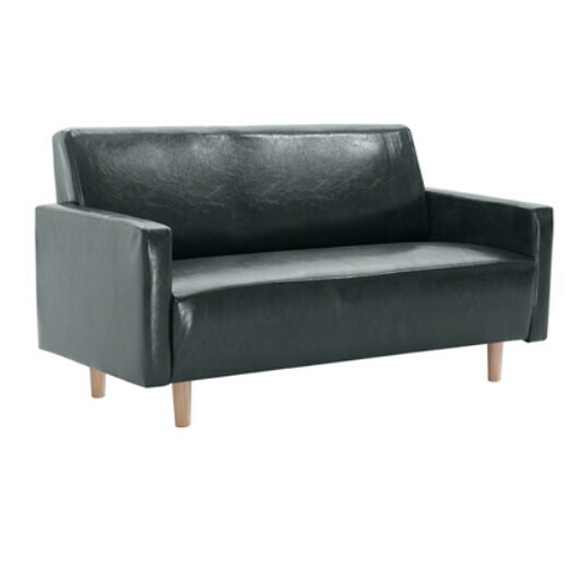 Hot style fabric sofa [dark green waxed leather] (double seat 110cm (comes with two pillows)